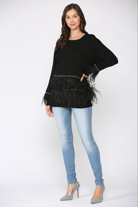 Sally Knitted Sweater with Feathers