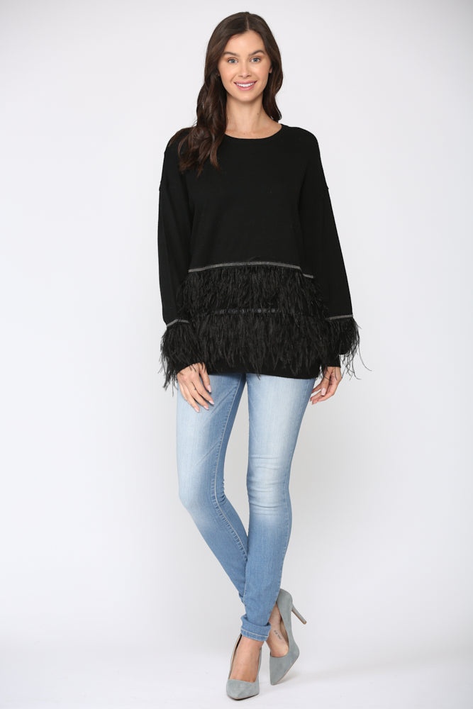 Sally Knitted Sweater with Feathers