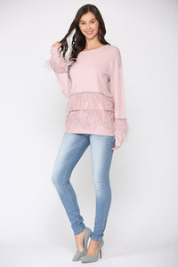 Sally Knitted Sweater with Feathers