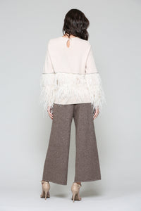 Sally Knitted Sweater with Feathers