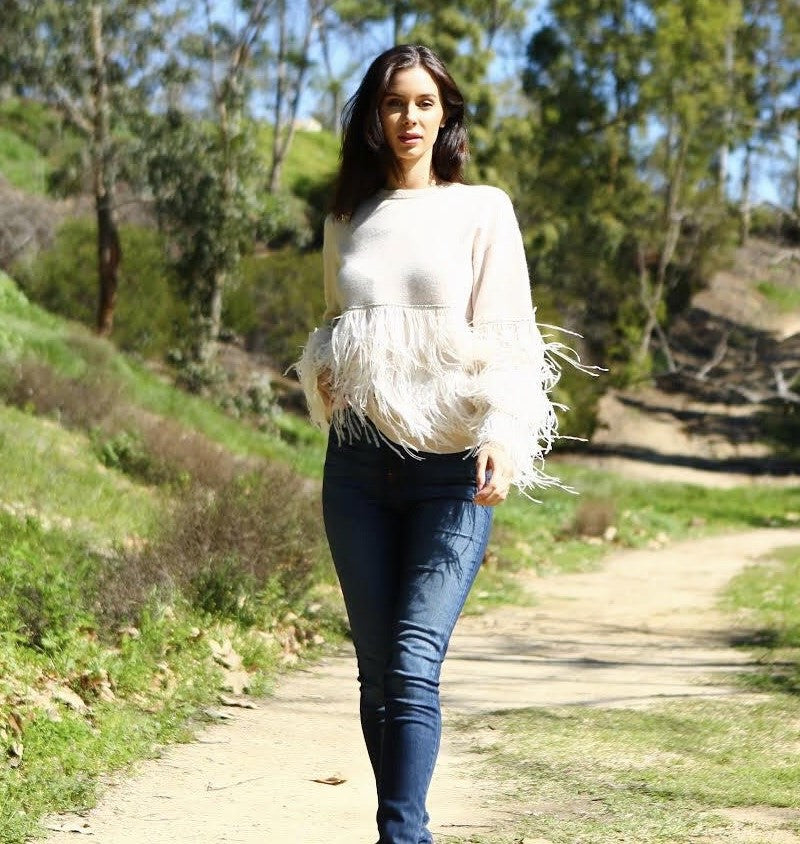 Sally Knitted Sweater with Feathers