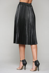 Lisa Pleated Leather Skirt