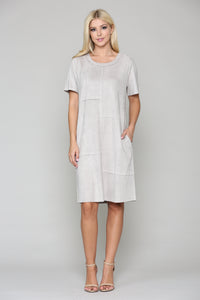 Adelyn Suede Dress with Stitching