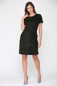 Adelyn Suede Dress with Stitching