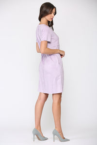 Adelyn Suede Dress with Stitching