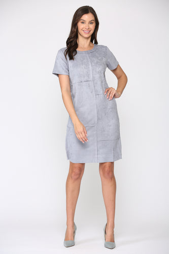 Adelyn Suede Dress with Stitching