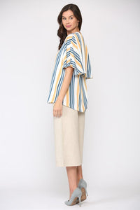 Windelle Woven Top with Draped Cape Back