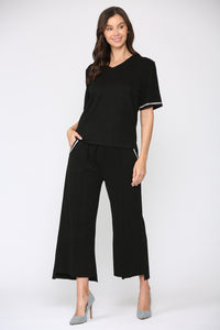 Salina Knit Top with Diamond Trim