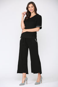 Salina Knit Top with Diamond Trim