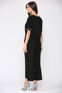 Salina Knit Top with Diamond Trim