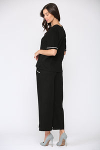 Salina Knit Top with Diamond Trim
