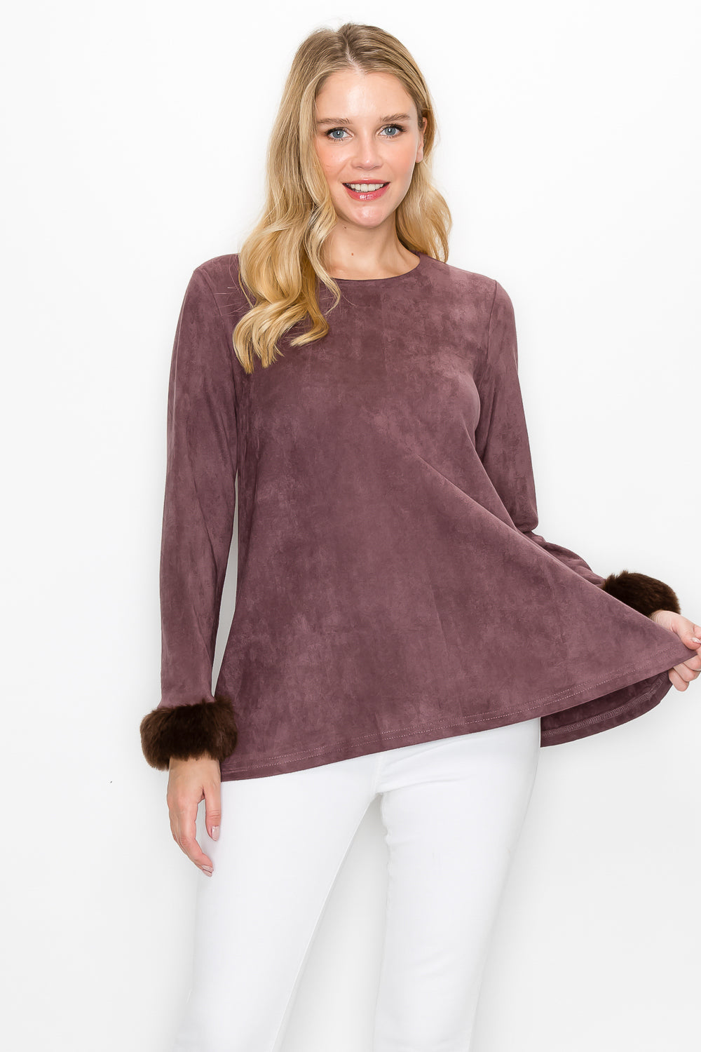 Anabelle Suede Top with Faux Fur