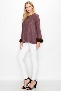 Anabelle Suede Top with Faux Fur