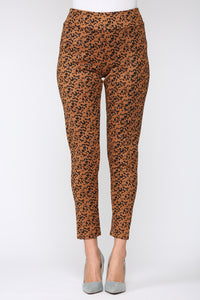 Annelise Stretch Suede Pant - Leopard