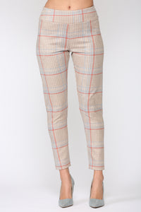 Annelise Stretch Suede Pant - Plaid