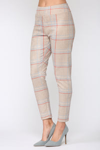 Annelise Stretch Suede Pant - Plaid