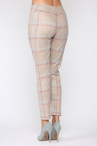 Annelise Stretch Suede Pant - Plaid