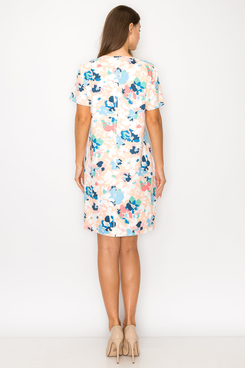 Audrey Stretch Suede Dress - Multi Flower Print