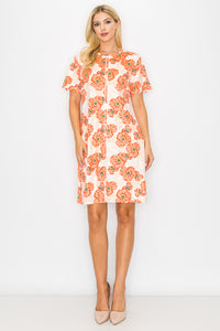Audrey Stretch Suede Dress - Poppy Flower Print