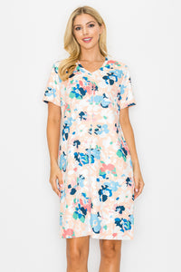 Audrey Stretch Suede Dress - Multi Flower Print