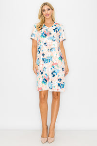 Audrey Stretch Suede Dress - Multi Flower Print