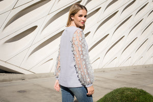 Reia Pointe Knit with Flower Lace