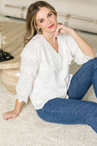 Kelly Anne Stretch Knit Mesh & Lace Top